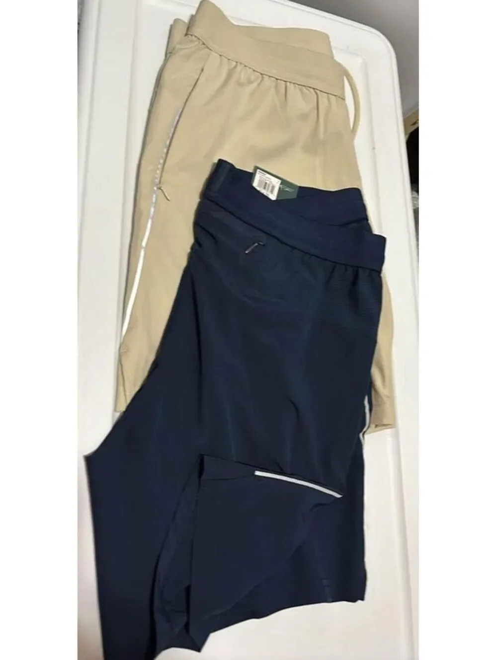 NWT Men's Tek Gear Athletic Training Shorts Medium - Blue & Khaki- 2 Pair Bundle